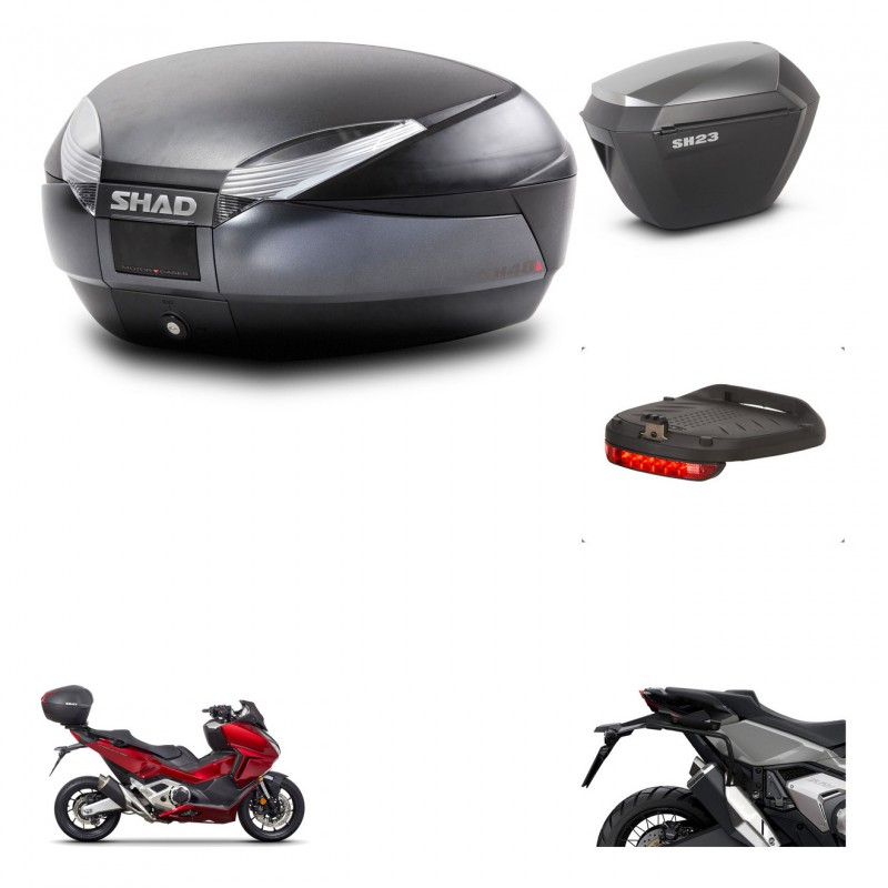 SHAD Maletas sh23 alu + soporte montaje baul SH48 accesorios DARK GREY PREMIUM KIT-481868