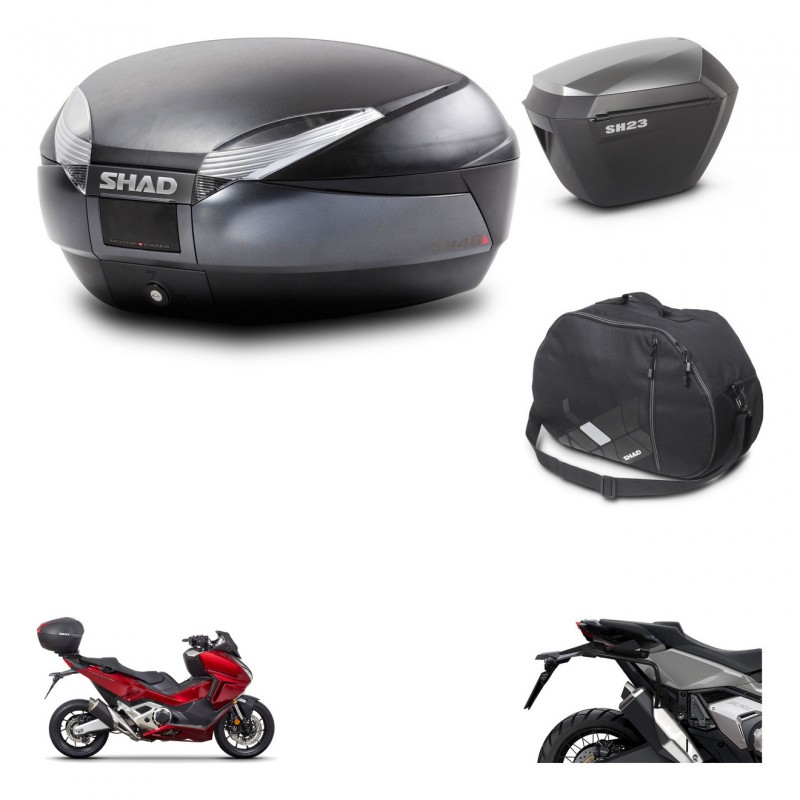 SHAD SH23 alu suitcases + mounting bracket SH48 trunk accessories DARK GREY PREMIUM KIT-481874