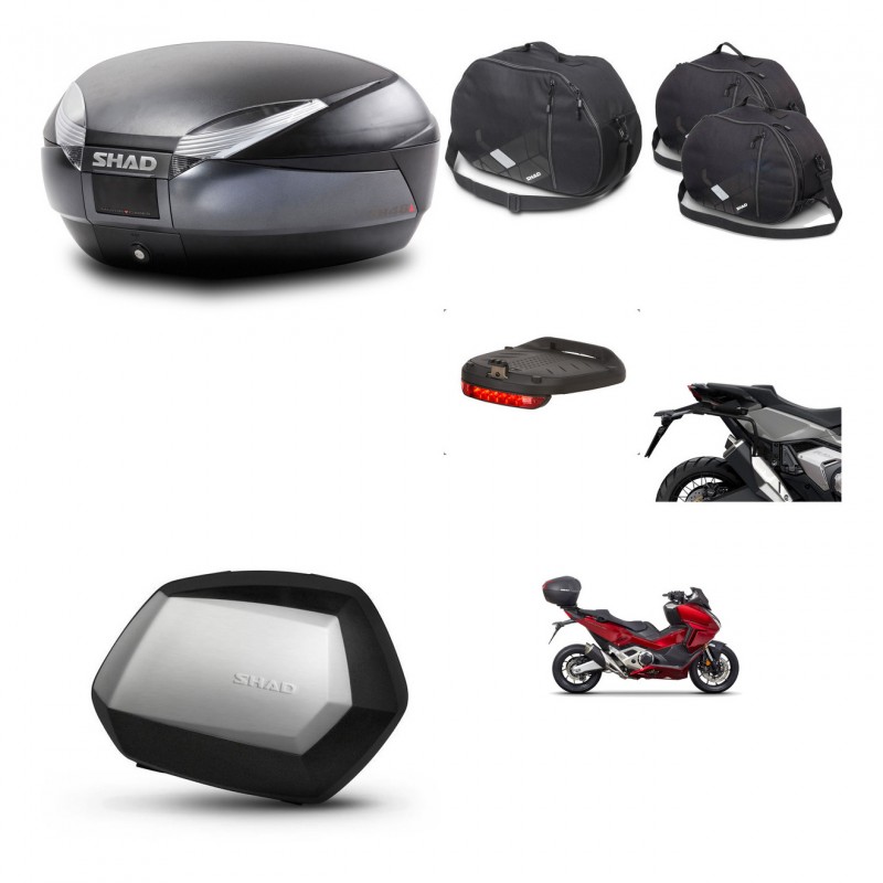 SHAD Maletas SH35 PREMIUM + soporte montaje baul SH48 accesorios DARK GREY KIT-481879