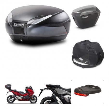SHAD SH23 alu suitcases + mounting bracket SH48 trunk accessories DARK GREY PREMIUM KIT-481880