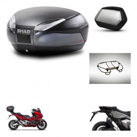 SHAD SH35 PREMIUM suitcases + mounting bracket SH48 trunk accessories DARK GREY KIT-481884