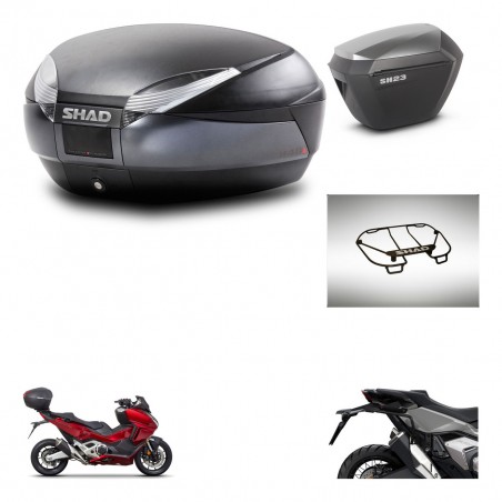 SHAD SH23 alu suitcases + mounting bracket SH48 trunk accessories DARK GREY PREMIUM KIT-481886