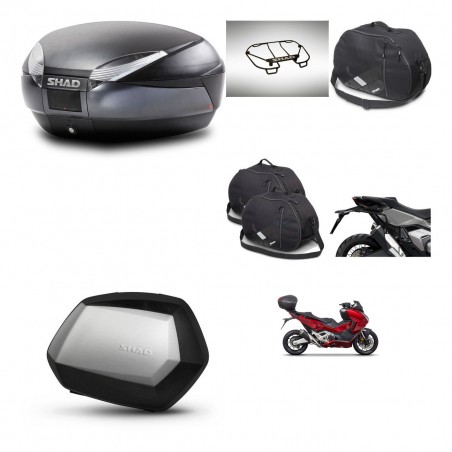 SHAD Maletas SH35 PREMIUM + soporte montaje baul SH48 accesorios DARK GREY KIT-481897