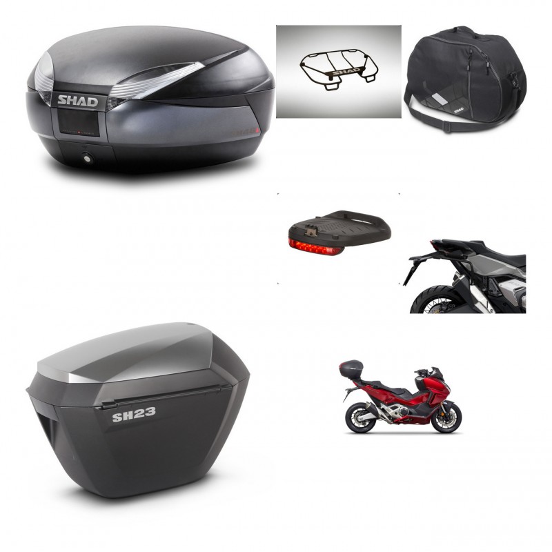 SHAD SH23 alu suitcases + mounting bracket SH48 trunk accessories DARK GREY PREMIUM KIT-481904