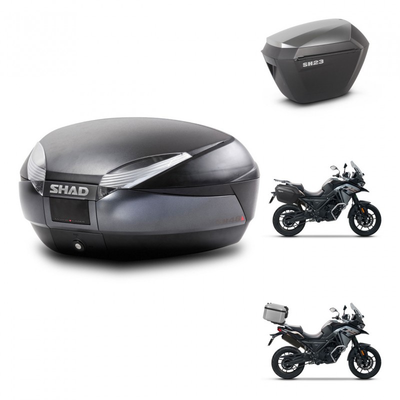 SHAD Maletas sh23 alu + soporte montaje baul SH48 DARK GREY PREMIUM KIT-481910