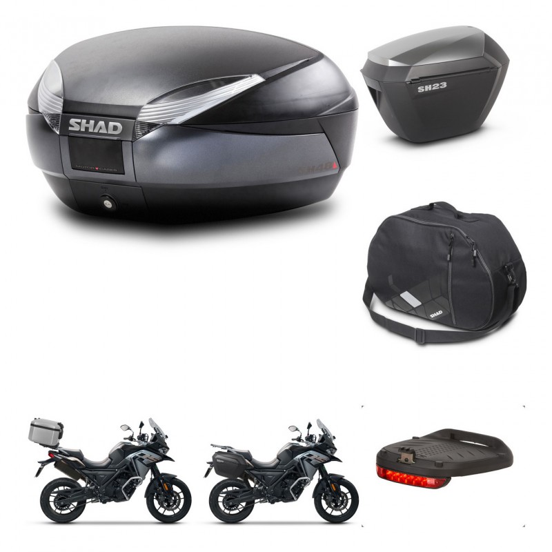 SHAD SH23 alu suitcases + mounting bracket SH48 trunk accessories DARK GREY PREMIUM KIT-481928