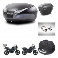 SHAD SH23 alu suitcases + mounting bracket SH48 trunk accessories DARK GREY PREMIUM KIT-481946
