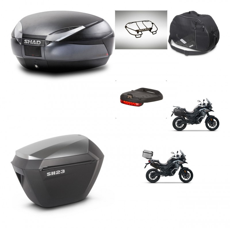 SHAD SH23 alu suitcases + mounting bracket SH48 trunk accessories DARK GREY PREMIUM KIT-481952