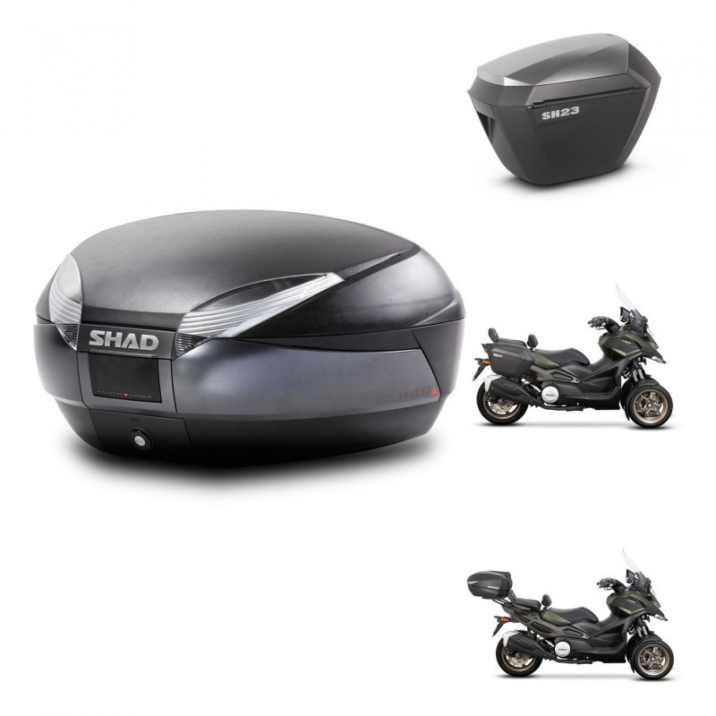 SHAD SH23 alu suitcases + mounting bracket SH48 trunk DARK GREY PREMIUM KIT-481958