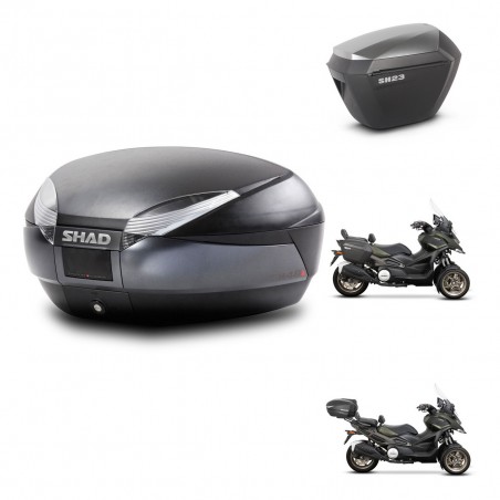 SHAD Maletas sh23 alu + soporte montaje baul SH48 DARK GREY PREMIUM KIT-481958