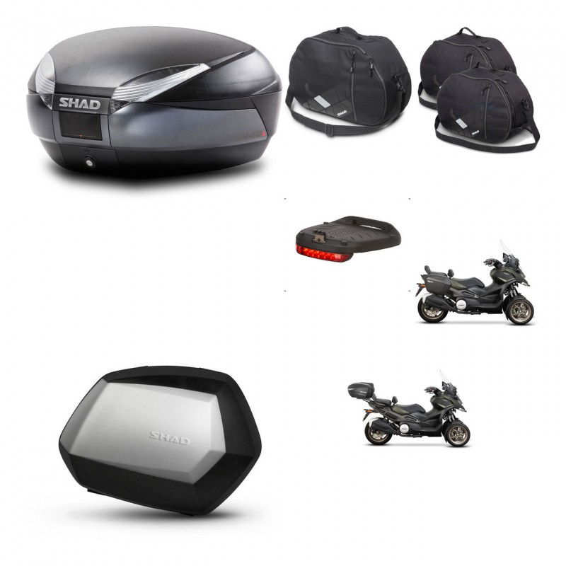 SHAD Maletas SH35 PREMIUM + soporte montaje baul SH48 accesorios DARK GREY KIT-481975