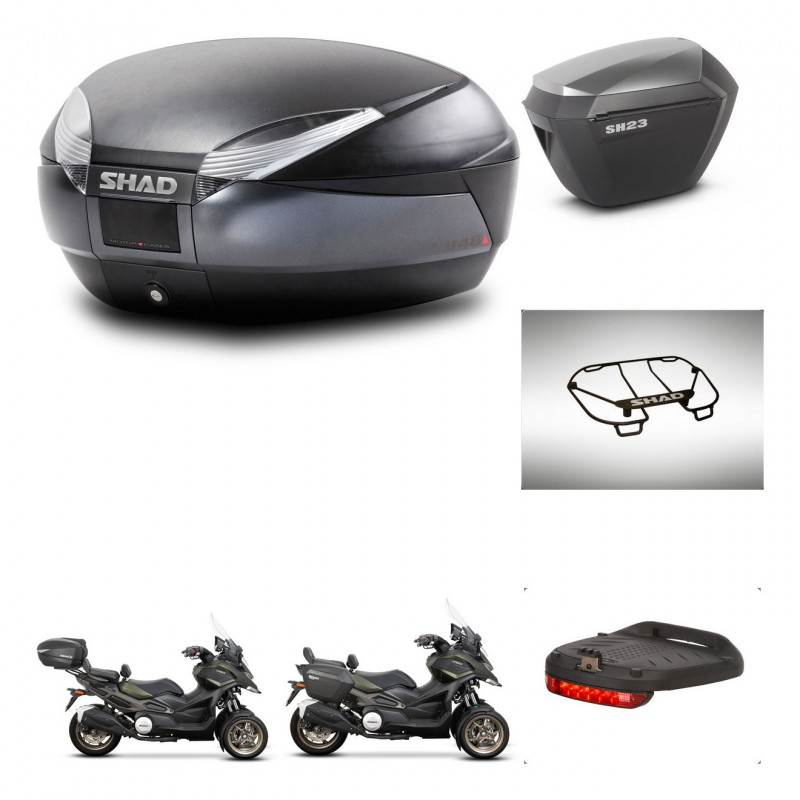 SHAD SH23 alu suitcases + mounting bracket SH48 trunk accessories DARK GREY PREMIUM KIT-481988