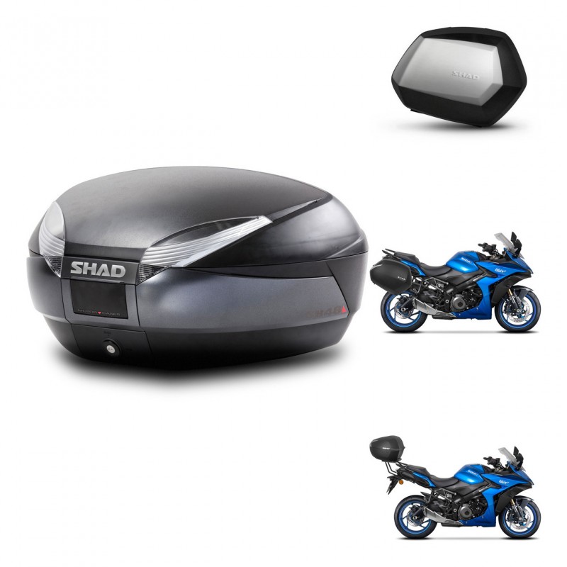 SHAD Maletas SH35 PREMIUM + soporte montaje baul SH48 DARK GREY KIT-482004
