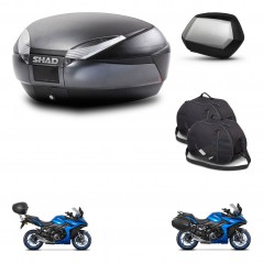 SHAD Maletas SH35 PREMIUM + soporte montaje baul SH48 accesorios DARK GREY KIT-482005