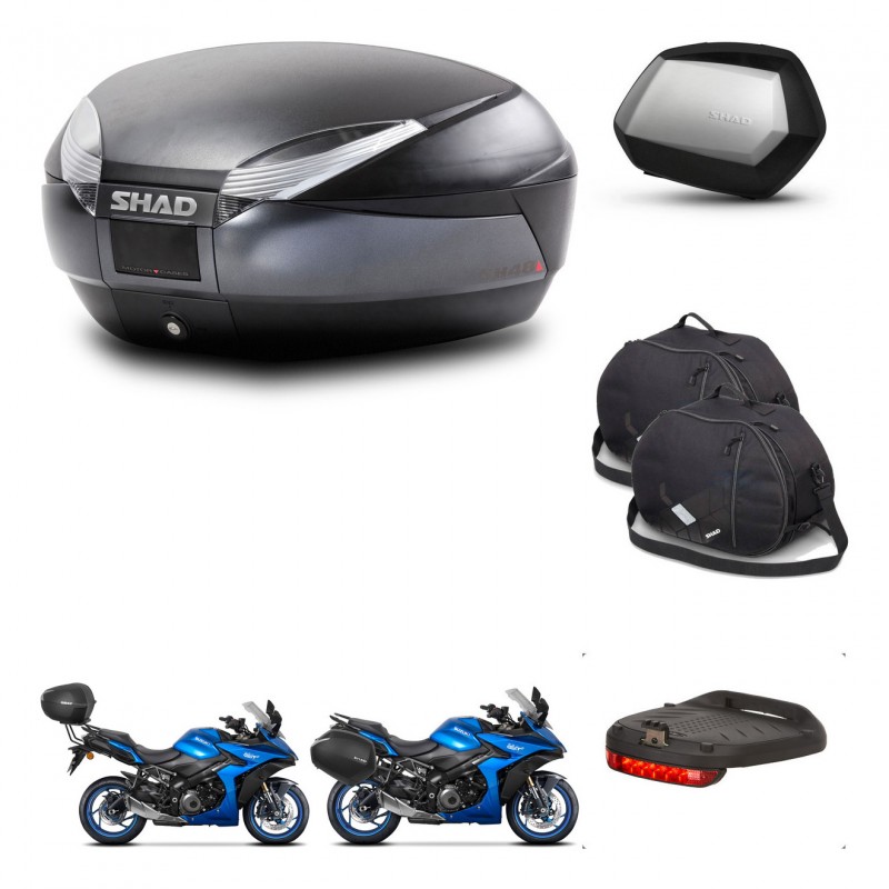 SHAD Maletas SH35 PREMIUM + soporte montaje baul SH48 accesorios DARK GREY KIT-482011