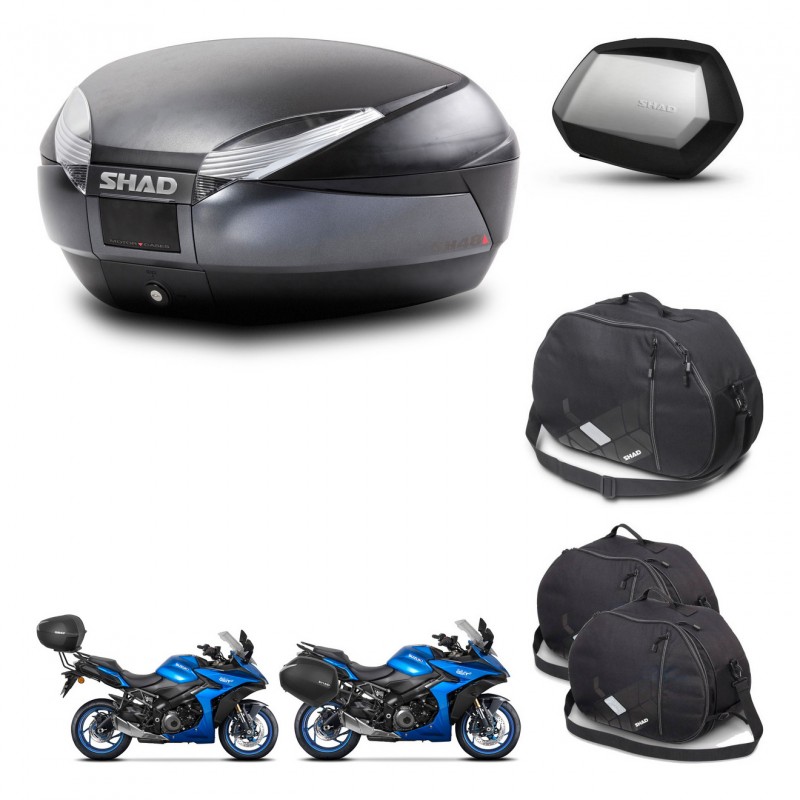 SHAD SH35 PREMIUM suitcases + mounting bracket SH48 trunk accessories DARK GREY KIT-482017
