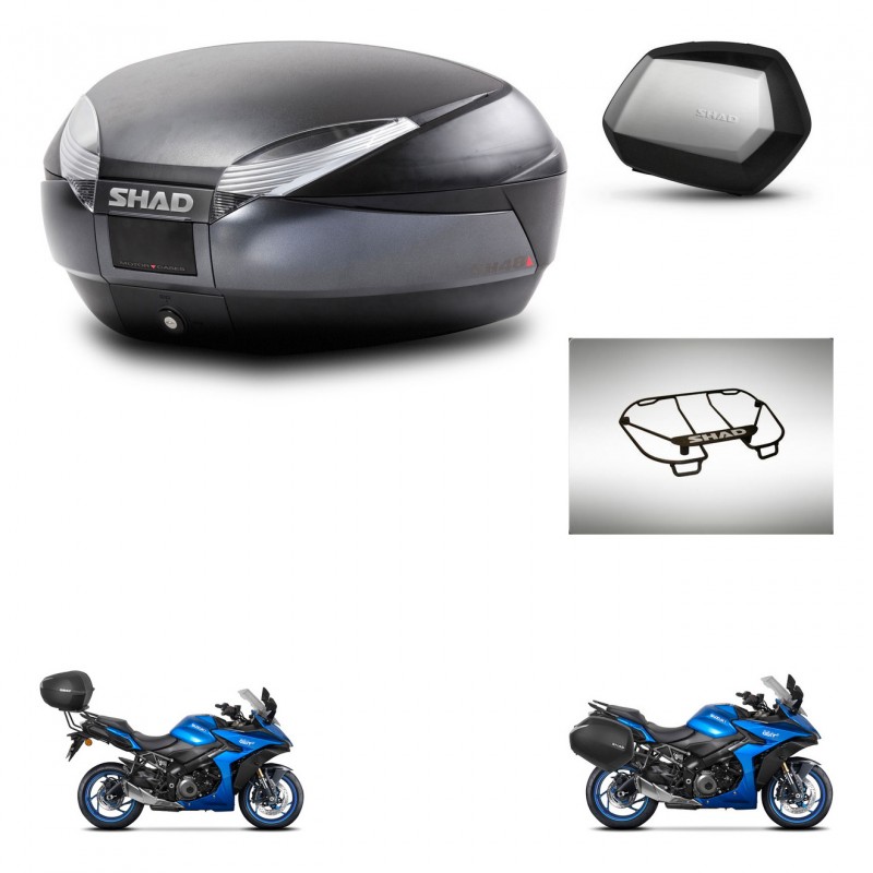 SHAD SH35 PREMIUM suitcases + mounting bracket SH48 trunk accessories DARK GREY KIT-482028