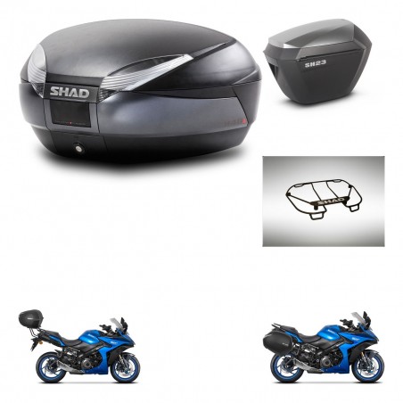 SHAD Maletas sh23 alu + soporte montaje baul SH48 accesorios DARK GREY PREMIUM KIT-482030