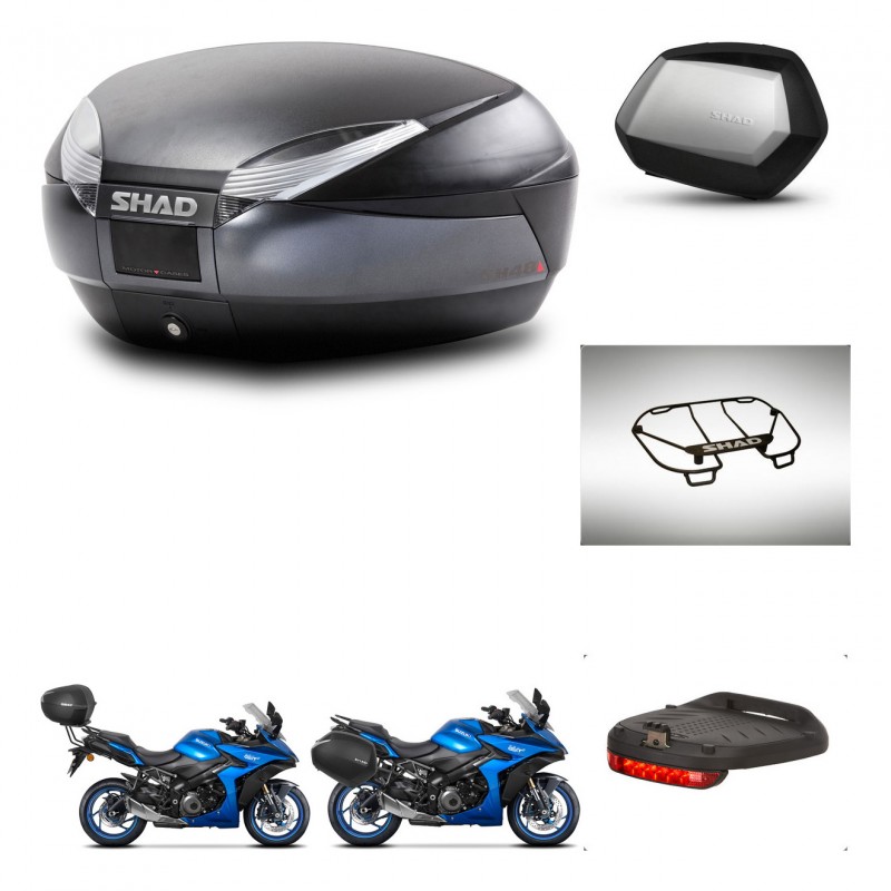 SHAD Maletas SH35 PREMIUM + soporte montaje baul SH48 accesorios DARK GREY KIT-482034