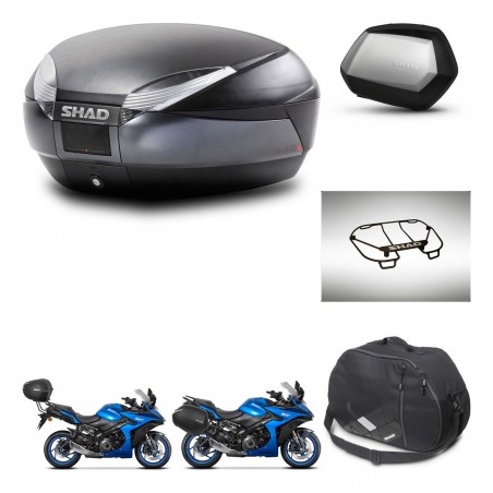 SHAD Maletas SH35 PREMIUM + soporte montaje baul SH48 accesorios DARK GREY KIT-482040