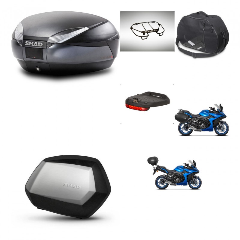 SHAD Maletas SH35 PREMIUM + soporte montaje baul SH48 accesorios DARK GREY KIT-482046