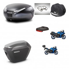 SHAD Maletas sh23 alu + soporte montaje baul SH48 accesorios DARK GREY PREMIUM KIT-482048