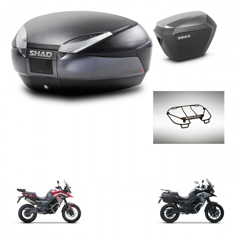 SHAD SH23 alu suitcases + mounting bracket SH48 trunk accessories DARK GREY PREMIUM KIT-482078