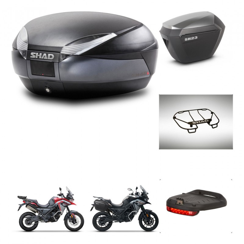 SHAD SH23 alu suitcases + mounting bracket SH48 trunk accessories DARK GREY PREMIUM KIT-482084