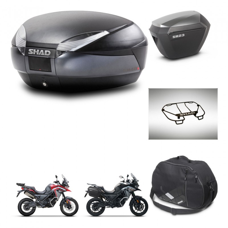 SHAD SH23 alu suitcases + mounting bracket SH48 trunk accessories DARK GREY PREMIUM KIT-482090