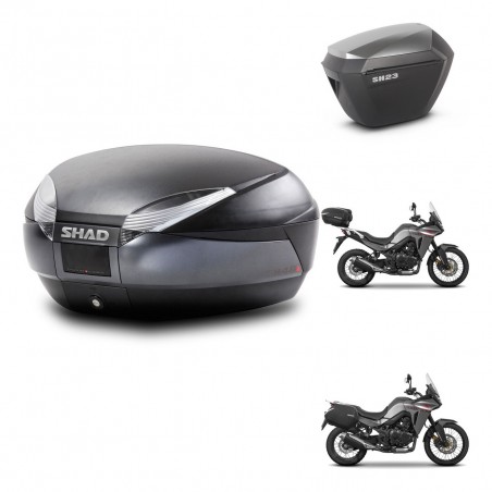 SHAD Maletas sh23 alu + soporte montaje baul SH48 DARK GREY PREMIUM KIT-482102