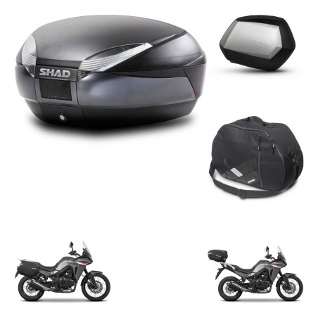 SHAD Maletas SH35 PREMIUM + soporte montaje baul SH48 accesorios DARK GREY KIT-482112