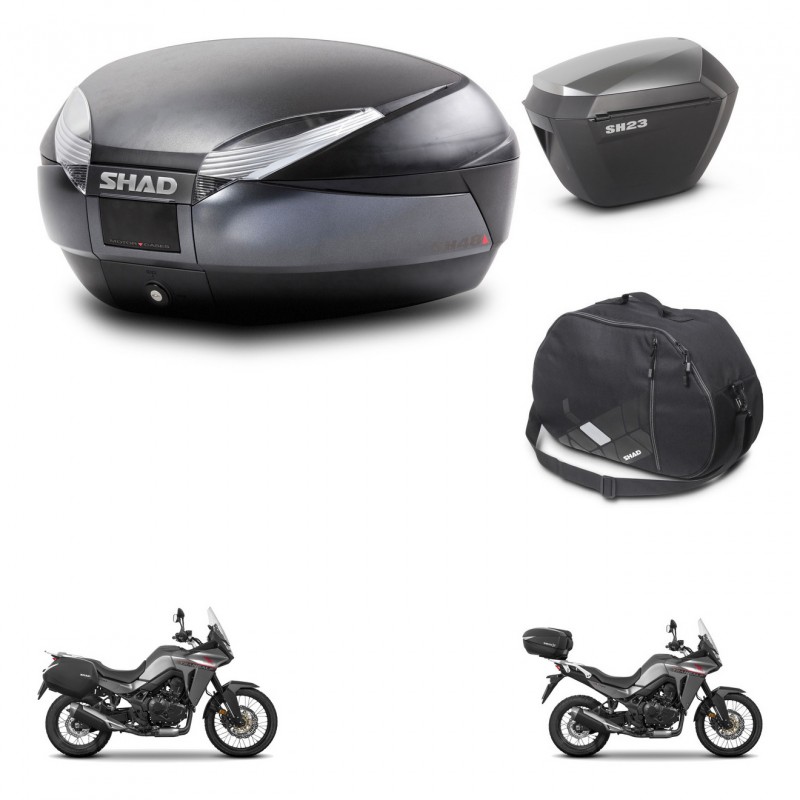 SHAD SH23 alu suitcases + mounting bracket SH48 trunk accessories DARK GREY PREMIUM KIT-482114