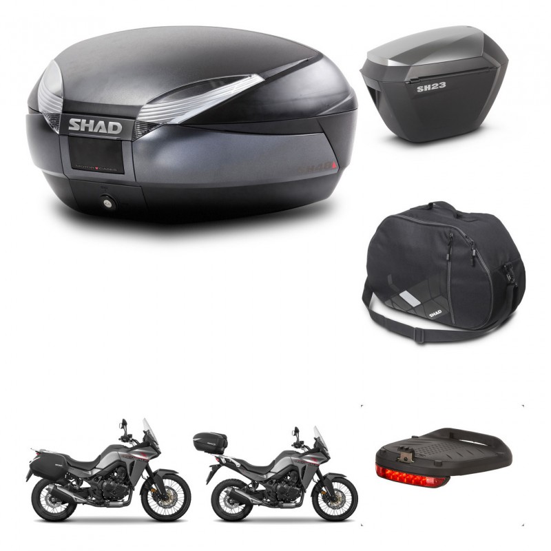 SHAD Maletas sh23 alu + soporte montaje baul SH48 accesorios DARK GREY PREMIUM KIT-482120