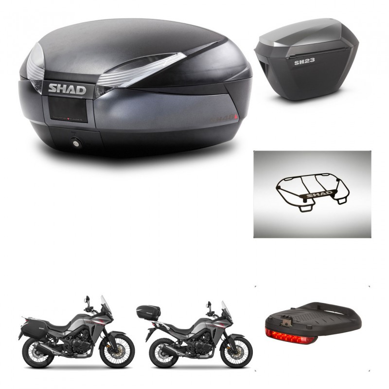 SHAD SH23 alu suitcases + mounting bracket SH48 trunk accessories DARK GREY PREMIUM KIT-482132