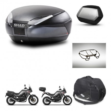 SHAD Maletas SH35 PREMIUM + soporte montaje baul SH48 accesorios DARK GREY KIT-482136