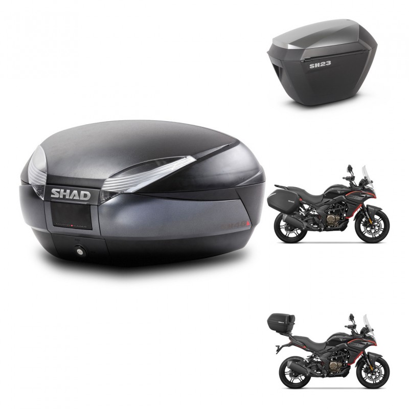 SHAD SH23 alu suitcases + mounting bracket SH48 trunk DARK GREY PREMIUM KIT-482150