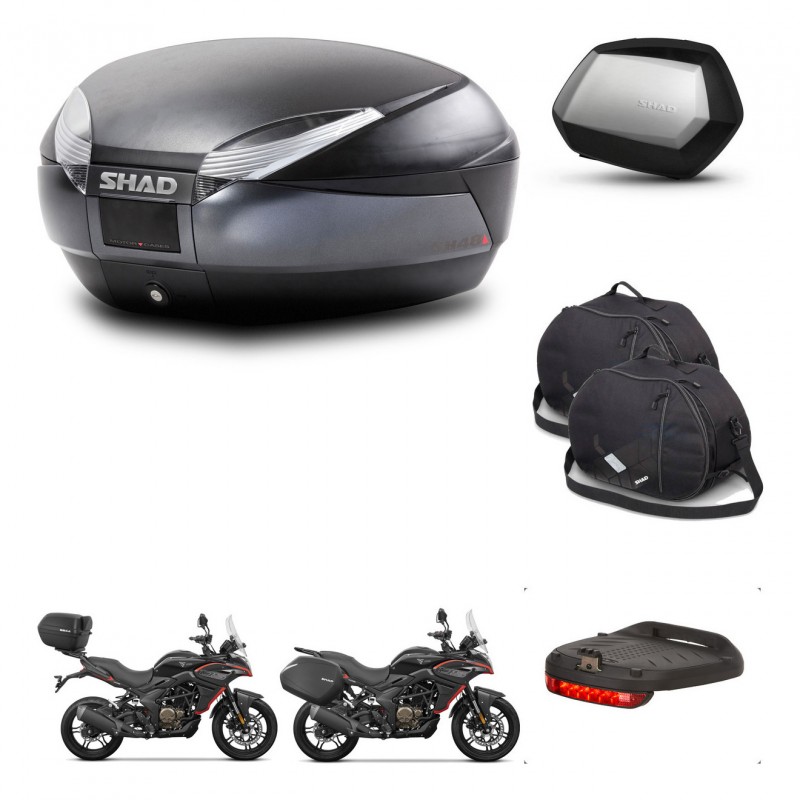 SHAD Maletas SH35 PREMIUM + soporte montaje baul SH48 accesorios DARK GREY KIT-482155