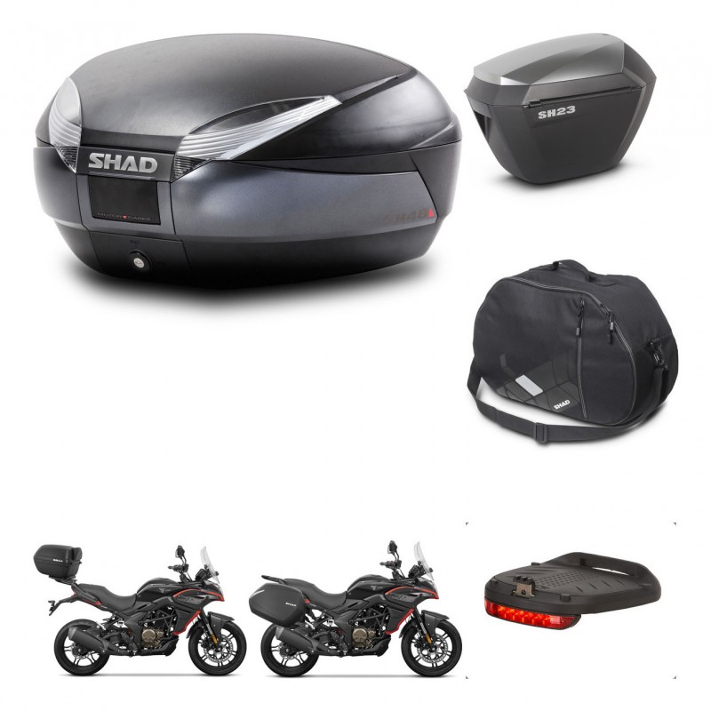 SHAD Maletas sh23 alu + soporte montaje baul SH48 accesorios DARK GREY PREMIUM KIT-482168