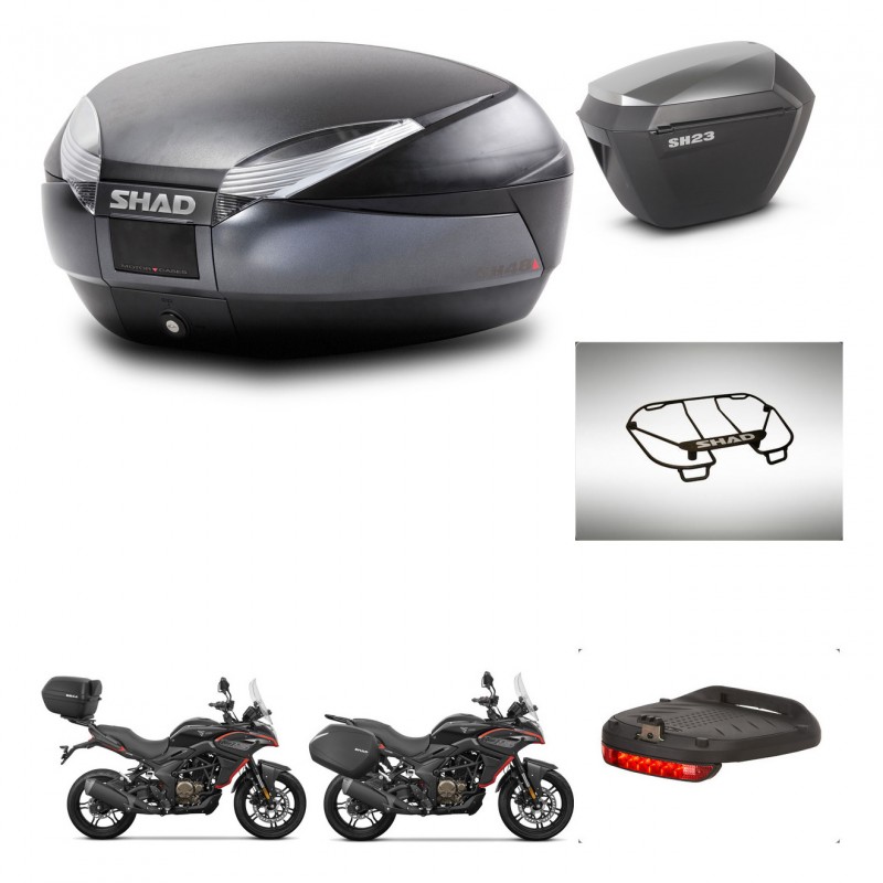 SHAD Maletas sh23 alu + soporte montaje baul SH48 accesorios DARK GREY PREMIUM KIT-482180