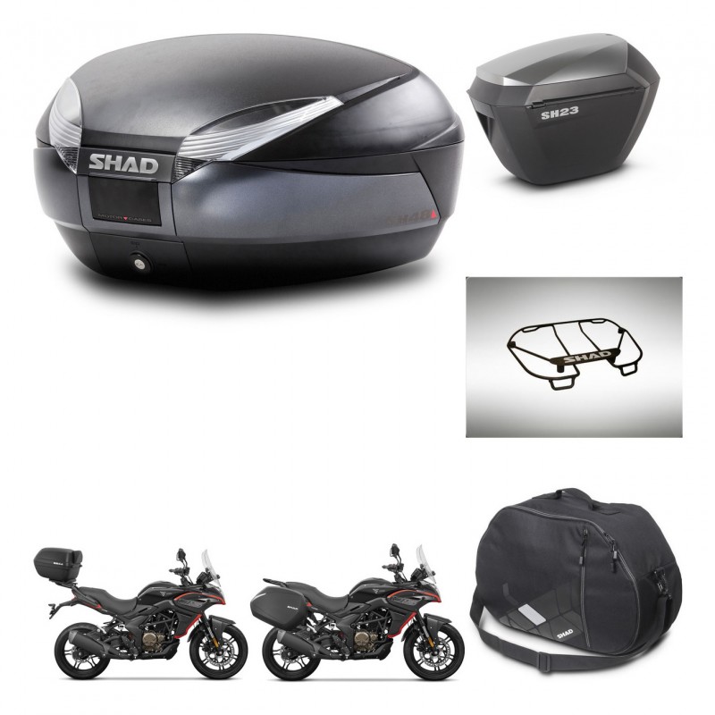 SHAD SH23 alu suitcases + mounting bracket SH48 trunk accessories DARK GREY PREMIUM KIT-482186
