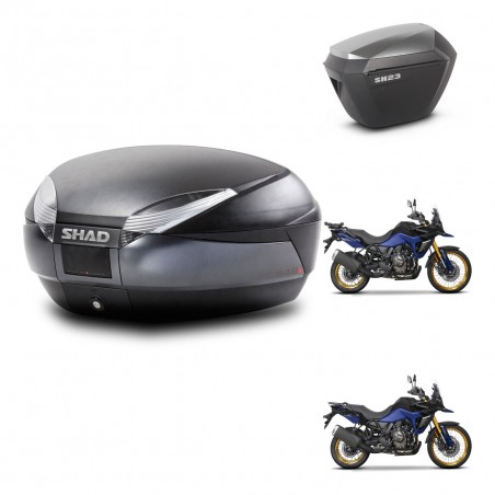 SHAD Maletas sh23 alu + soporte montaje baul SH48 DARK GREY PREMIUM KIT-482198