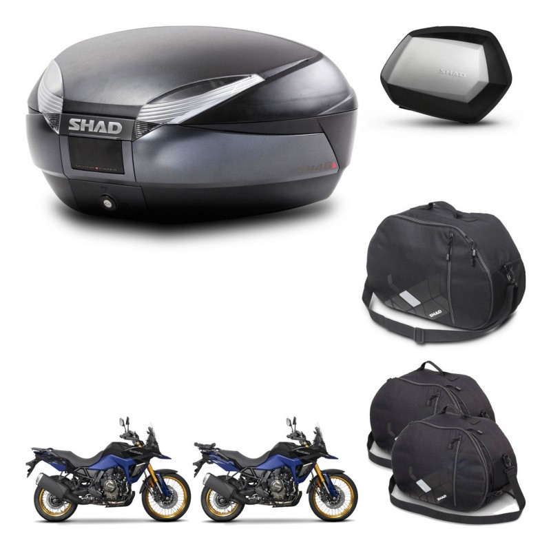 SHAD Maletas SH35 PREMIUM + soporte montaje baul SH48 accesorios DARK GREY KIT-482209