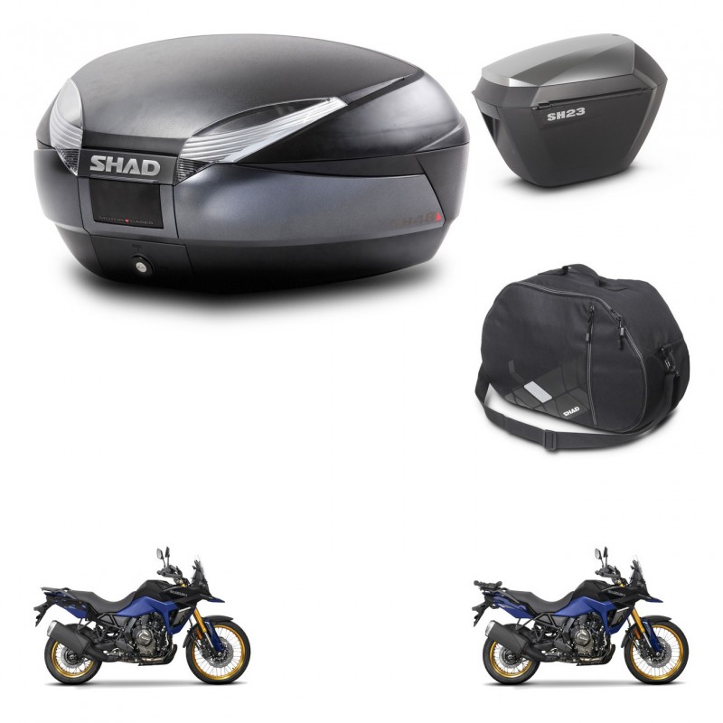 SHAD SH23 alu suitcases + mounting bracket SH48 trunk accessories DARK GREY PREMIUM KIT-482210