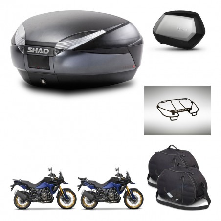 SHAD Maletas SH35 PREMIUM + soporte montaje baul SH48 accesorios DARK GREY KIT-482221