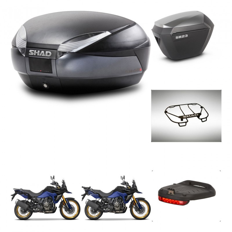 SHAD Maletas sh23 alu + soporte montaje baul SH48 accesorios DARK GREY PREMIUM KIT-482228