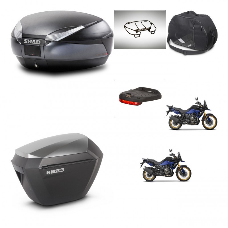 SHAD Maletas sh23 alu + soporte montaje baul SH48 accesorios DARK GREY PREMIUM KIT-482240