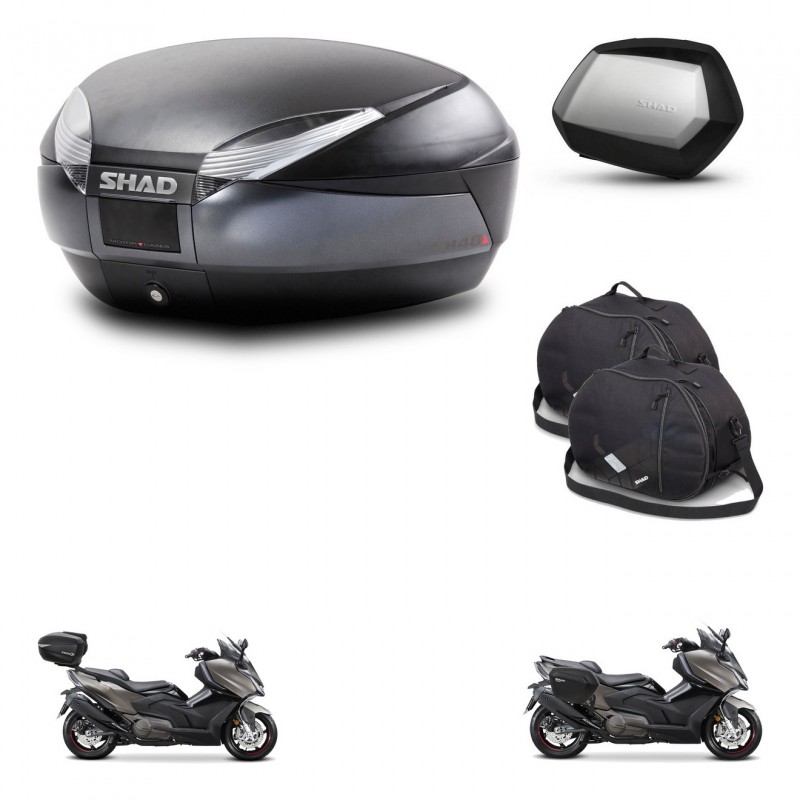 SHAD Maletas SH35 PREMIUM + soporte montaje baul SH48 accesorios DARK GREY KIT-482293