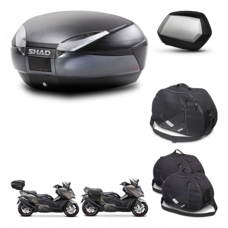 SHAD Maletas SH35 PREMIUM + soporte montaje baul SH48 accesorios DARK GREY KIT-482305