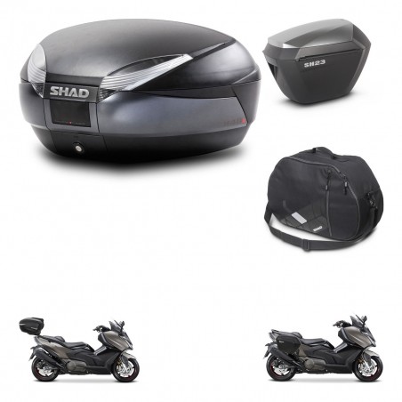 SHAD Maletas sh23 alu + soporte montaje baul SH48 accesorios DARK GREY PREMIUM KIT-482306