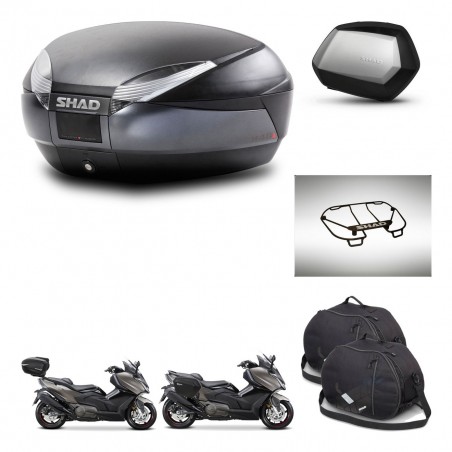 SHAD Maletas SH35 PREMIUM + soporte montaje baul SH48 accesorios DARK GREY KIT-482317